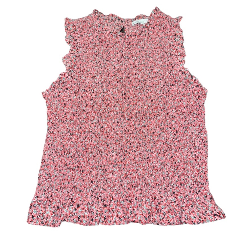 Anthropologie Maison d Amelie Paris floral tank blouse Smocked Size Medium Pink